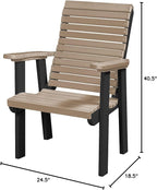 DutchCrafters Modern Horizontal Slat High Back Poly Outdoor Patio Chair (Black & Weatherwood)