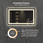 Lighted Vanity Mirror, 40x24 Inch Gradient Front and Backlight LED Vanity Mirror, 3 Colors Dimmable CRI>90 Double Lights, IP54 Enhanced Anti-Fog, Hanging Plates Wall Mount Bathroom Mirror