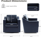 UIXE Faux Leather Swivel Accent Chair, Upholstered Arm Chair for Living Room, Modern Club Armchair Comfy Single Sofa Bedroom Reading Seat with Lumbar Pillow - Navy Blue