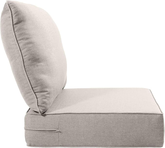 Luxury 24x24x6 Inch Outdoor Cushions for 5 Peice Patio Furniture Set - Set of 5 Water-Resistant Pillow for Dining Rocking Swivel Chairs Loveseat Couch Sectional Sofa - Beige