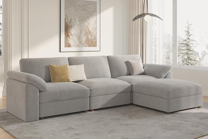 EASE MOOSE Oversized Modular Sectional Sofa, Extra Large L Shape Sectional Cloud Couch,Comfty Deep Modular Sofa with Ottoman，for Living Room
