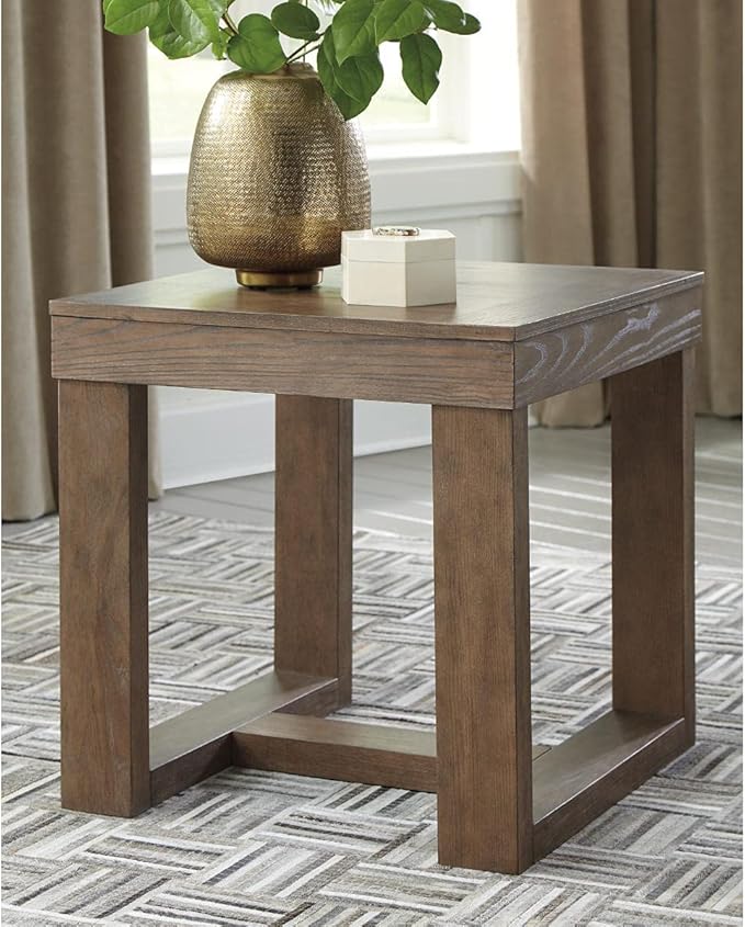 Signature Design by Ashley Cariton Contemporary Oversized Square End Table, Grayish Brown