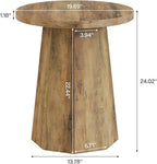 Tribesigns Farmhouse Round End Table, Wooden Couch Side Table with Octagonal Base, Rustic Brown Nightstand Pedestal Accent Furniture for Living Room, Bedroom (2)