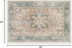 RUGGABLE Washable Vintage Area Rug – Kamran Coral 2x3, Stain-Resistant, Non-Slip – Small Machine Washable Rugs for Living Room, Bedroom, Hallway, Entryway & Bathroom–with Cushioned Pad