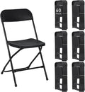 60 Pack Plastic Black Folding Chairs, Portable Stackable Commercial Party Folding Chairs with Steel Frame 350lbs for Home Office Outdoor Indoor Office Wedding Party Event