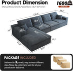 136.6'' L-Shaped Modern Modular Sectional Cloud Couch, 4-Seat Chenille Deep-Seat Sofa with Pillow for Living Room, Bedroom, Apartment, Ocean Blue