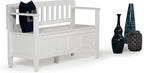 SIMPLIHOME Brooklyn Entryway Storage Bench - 48 inch Wide Solid Wood Storage Seat in White, Contemporary Bench for Entryway or Living Room with Lift-Up Lid and Slatted Backrest