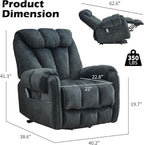 CANMOV Power Lift Recliner Chair for Elderly with Massage & Heat, Overstuffed Recliner Chairs for Adults, Electric Recliners with Type-C & USB Port, Side Pockets, for Living Room, Grey