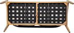 Christopher Knight Home Katarina Patio Acacia Wood Loveseat Furniture, Outdoor Loveseat Sofa with Comfy Fabric Cushions, 2-Seater Sofa with Handwoven Rope Backrest for Garden/Backyard, Black+Beige