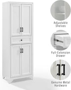 Crosley Furniture Tara 3-Piece Modern Farmhouse Sideboard Buffet Cabinet and Kitchen Storage Pantry Set, Distressed White