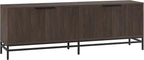 Henn&Hart Fluted TV Stand for TVs up to 78'' with 2 Storage Cabinets and Adjustable Shelves for Living Room, Family Room, or Office, Alder Brown