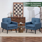 Mid Century Accent Chair, Fabric Modern Chair with Wooden Frame, Cozy Armchair Reading Chair with Comfy Back for Apartment, Living Room, Bedroom, Waiting Room, Small Space, Corner, Blue