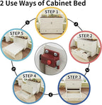 Full Size Murphy Bed with Charging Station, Cabinet Bed with Large Storage Drawer for Home Office or Small Room, Full Foldable Platform Bed, White