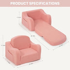 Comfy Toddler Chair & Kids, 2-in-1 Soft Couch Fold Out for Kids, Toddler Chairs Comfy 1-3 Years Old, Convertible Plush Sofa to Lounger for Girls and Boys, Pink