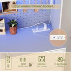70" Pantry Cabinet with Pegboard, Kitchen Pantry Storage Cabinet with Shelves & Drawer, Adjustable Shelves, LED Light & Power Outlets for Dining Room (White)