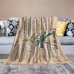 Dragonfly Blanket Memorial Sympathy Gifts for Girls Women Loved One I Never Left You Throw Blanket for Kids Adults Soft Warm Cozy Fleece Blanket for Couch Sofa Bed 60"x80"