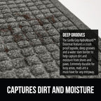 GORILLA GRIP Front Door Mat, 35x23, Indoor Outdoor Ultra Absorbent HydroAbsorb Doormat, Absorbs Up to 5.7 Cups of Water, Stain and Fade Resistant, Rubber Backing Doormats, Captures Dirt, Gray