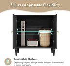 ARTPOWER Black Sideboard Buffet Cabinet with Storage, Mid-Century Modern Storage Cabinet with 2 Doors and Adjustable Shelves, Accent Style Sideboard for Entryway, Dining Room, Living Room