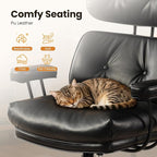 Home Office Desk Chair, Mid-Century Modern Office Chair with Adjustable Lumbar Support, Thickened Cushion Executive Desk Chair with 360 Rolling Swivel for Meeting Game Study Room(Black)