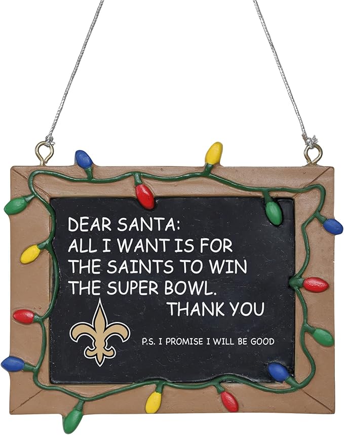 NFL Resin Holiday Christmas Chalkboard Sign Ornament
