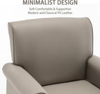 HOMEFLEX Accent Chair, Faux Leather Living Room Chairs with Nailhead Trim, Mid-Century Lounge Armchair with Solid Wood Legs, Comfy Reading Single Sofa for Bedroom, Waiting Room (Grey, 2 Chairs)