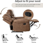 CANMOV Faux Leather Manual Recliner Sofa Set,Manual Reclining Sofa and Recliner Loveseat with Overstuffed Armrest for Living Room,Bedroom Furniture,Office,Nut Brown
