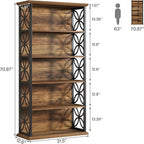 Tribesigns 6-Tier Tall Bookshelf, 71" Industrial Bookcase with Metal Frame, Freestanding Open Storage Shelves for Home Office, Living Room, Bedroom