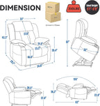Power Lift Recliner Chair, USB/Type-C Ports & Cup Holders, Heavy Duty Chenille Recliner for Elderly, Light Grey