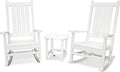 POLYWOOD Vineyard 3-Piece Rocking Chair Set White - Outdoor Patio Furniture Set with Side Table - Front Porch Rocking Chairs - Premium HDPE Lumber Construction - Classic American Style