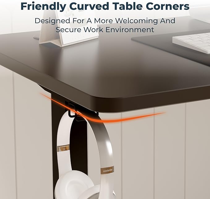 Adjustable Stand Up Desk with Memory Preset, 55 x 24 Inch Standing Desks Electric Desk for Home Office with Splice Board (Black)