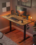 FEZIBO One-Piece Standing Desk Adjustable Height Stand up Home Office Desk, 40x24 Inch Electric Standing Computer Desk, with 4 Memory Presets, Headphone Hook, Rustic Brown