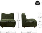 Art Leon Modern Accent Chair - Fabric Modular Sofa Chair Armless Chair with Wooden Legs Set of 2 for Living Room Bedroom Green