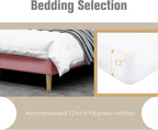 AGARTT Upholstered Platform Bed Frame Full Size with Headboard and Footboard/Wooden Slats Support/No Box Spring Needed Easy Assembly,Pink Velvet