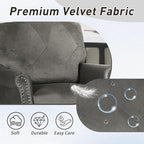 Accent Chair for Living Room, Mid-Century Modern Upholstered Armchair, Comfy Velvet Chair w/Wood Legs & Nailhead Trim, Wingback Chair for Bedroom, Grey