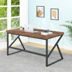 HSH Rustic Computer Desk, Large Executive Writing Study Work Desk for Home Office, Industrial Metal Wooden PC Laptop Long Desk Workstation, Modern Bedroom Living Room Table, Rustic Brown, 60 Inch