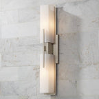 Possini Euro Design Midtown Mid Century Modern Wall Mount Light Brushed Nickel Silver Metal 23 1/2" Wide 2-Light Vanity Fixture Rectangular White Glass Decor for Bathroom Over Mirror House Home