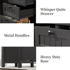 Executive Desk, Modern Farmhouse Computer Desk with Drawers & Cabinet, Home Office Desk for Work Study Writing Workspace (Black, 62")