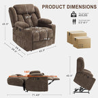 Dual Motor Lift Recliner Chair - Durable Heavy Duty Steel Mechanism Chenille Fabric High-Density Sponge, USB & Type-C Port Brown Standing Assistance Reclining Chair