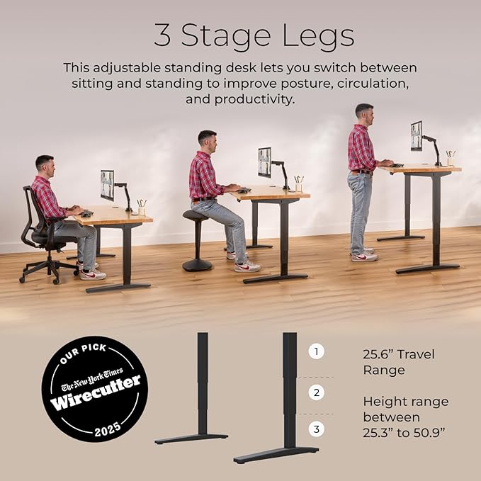 UPLIFTDESK V2 2-Leg Walnut Laminate Wood Standing Desk – Adjustable Height, Advanced 1-Touch Memory Keypad, Under Desk Cable Management, Wire Grommets & Rocker Board (Black C-Frame, 60 x 30 inch)