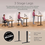UPLIFTDESK V2 2-Leg Walnut Laminate Wood Standing Desk – Adjustable Height, Advanced 1-Touch Memory Keypad, Under Desk Cable Management, Wire Grommets & Rocker Board (Black C-Frame, 60 x 30 inch)