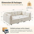 VANOMi 5 Seat Modular Sectional Sofa with Ottoman, Convertible Modular Cloud Sofa Bed, Comfy Chenille Sofas & Couches for Living Room, Apartment, Office, Beige, Sofa Bed