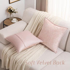 FUTEI Pink Chenille Throw Pillow Covers 24x24 Inch Set of 2,Soft Cozy Bound Edge Design European Cushion Cover,Home Decor for Couch Bed Living Room