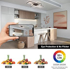 GEADI Large Modern LED Ceiling Light, 35.4" Dimmable Flush Mount Ceiling Lights with Remote Control, Black 3 Rectangular Light Fixtures for Kitchen Bedroom Dining Room(3000-6500K)