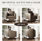 360° Swivel Accent Chair Set of 2 with Pillow - Comfy Living Room Armchair No-Sag Foam & Sturdy Metal Base, Fully Assembled Swivel Accent Single Sofa for Bedroom Living Room, Office, Wolf Grey
