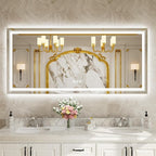 WTTY LED Bathroom Mirror 84''x40'' with Front and Backlight, Large Dimmable LED Vanity Wall Mirrors, Double LED Mirror for Bathroom with Anti-Fog, 3 Colors, Memory Function, Shatter-Proof, ETL Listed