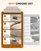 88.97" Modern Couches for Living Room, Deep Seat Sofa with 8”Cushion, Comfy 2-Seater Chenille Loveseat Sofa with Convertible Armrest, Removable Sofa Cover, High Leg (Beige)