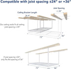 FLEXIMOUNTS 2 Pack 3x6 Overhead Garage Storage Adjustable Ceiling Rack 72" Length x 36" Width x 40" Height, 900lbs Total Weight Capacity, White, Classic Series
