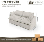 Oversized Cloud Modular Sectional Sofa, Comfy Down Filled Cloud Couch with Removable Cover, Modern Loveseat Couch, Deep Seat Sectional Couches for Living Room, Light Gray