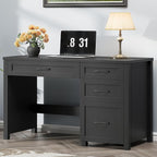 Farmhouse 47" Executive Desk, Computer Desk with File Drawer and Charging Station, Workstation for Home Office, Study(Pure Black)
