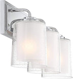 Possini Euro Design Mabelle Modern Wall Light Chrome Silver Hardwired 22 1/2" Wide 3-Light Fixture Mounted Clear Seedy Outer Frosted Glass Inner Bathroom Vanity Mirror House Home Hallway Room Decor